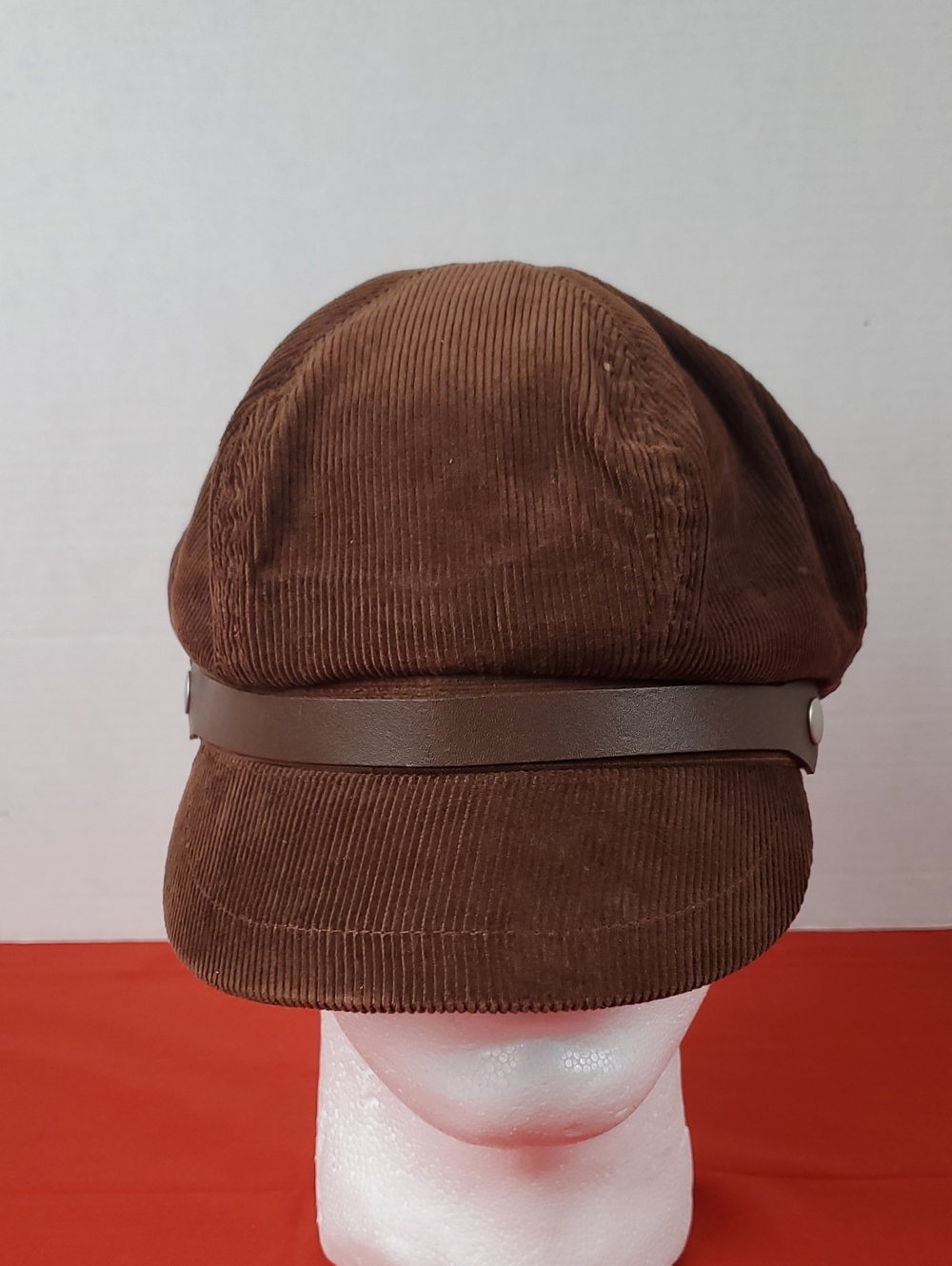 Aeropostale Men's Brown Corduroy Cap with Leather Band